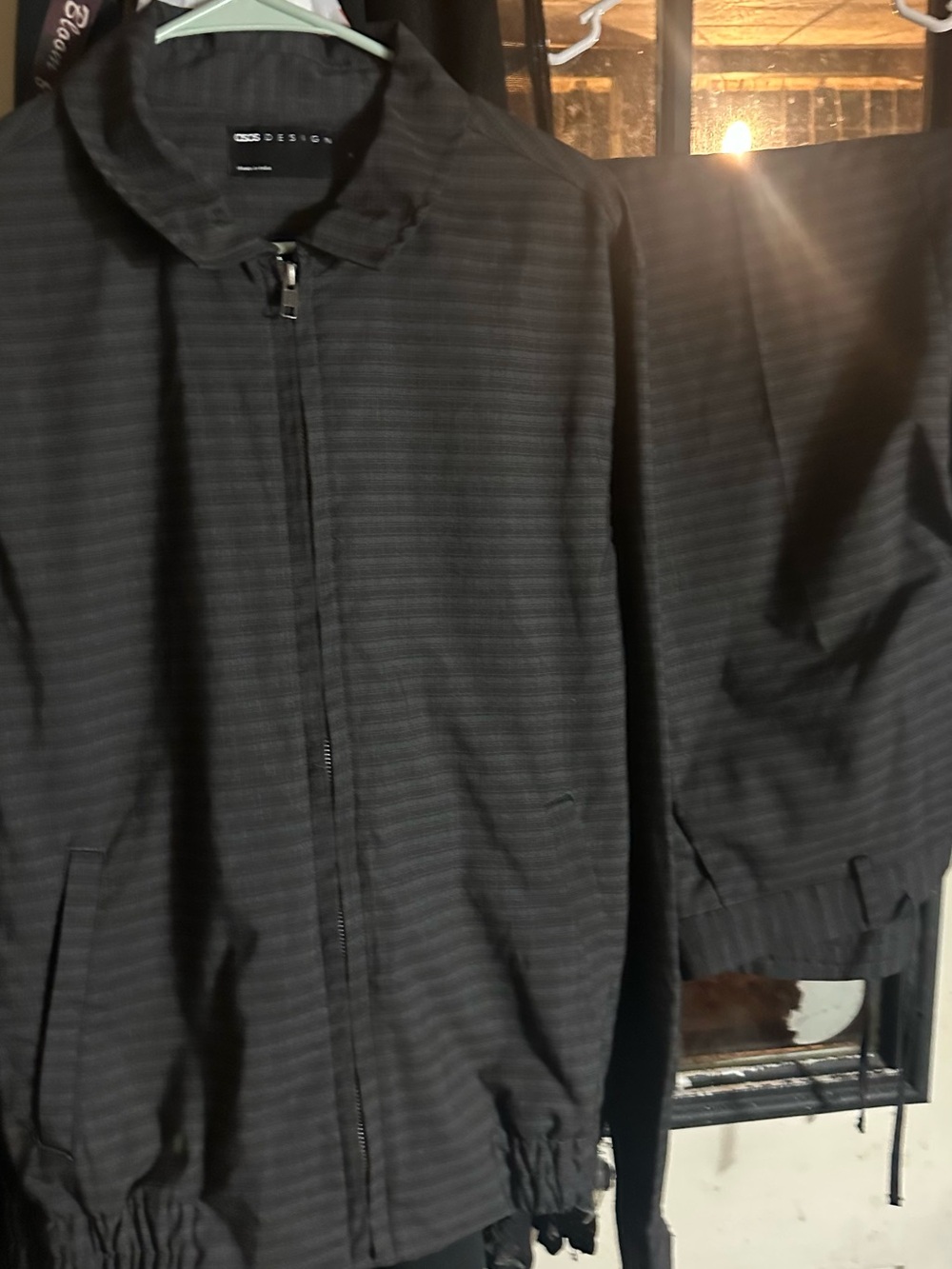 ASOS Black Subtle-Stripe Zip Jacket